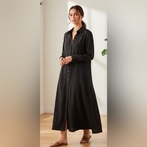 Banana Republic NWT Black Tencel LS Button-Up Maxi Shirtdress | Size Small